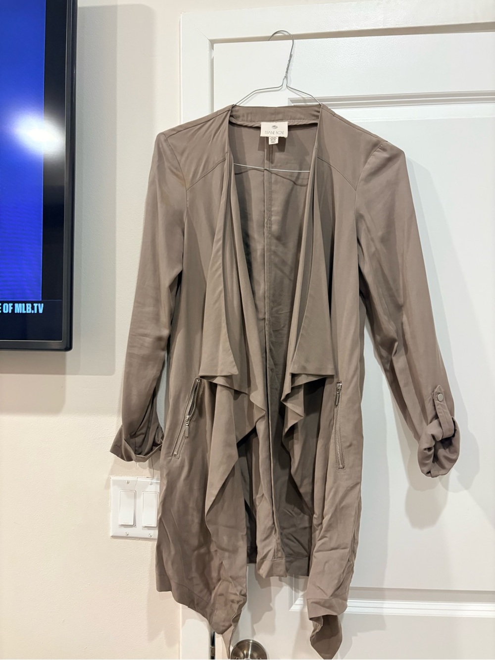 Open-Front Lightweight Trench Coat - Taupe